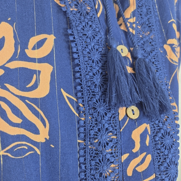 Fred Davis Sz 2X NWT Blue Floral Flutter Sleeve Blouse - Picture 6 of 13